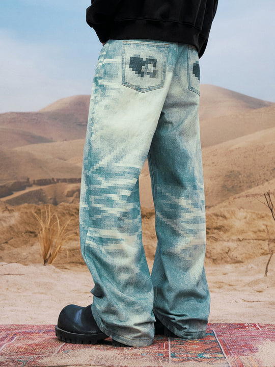 YADcrew 3D Mosaic Print Jeans | Face 3 Face