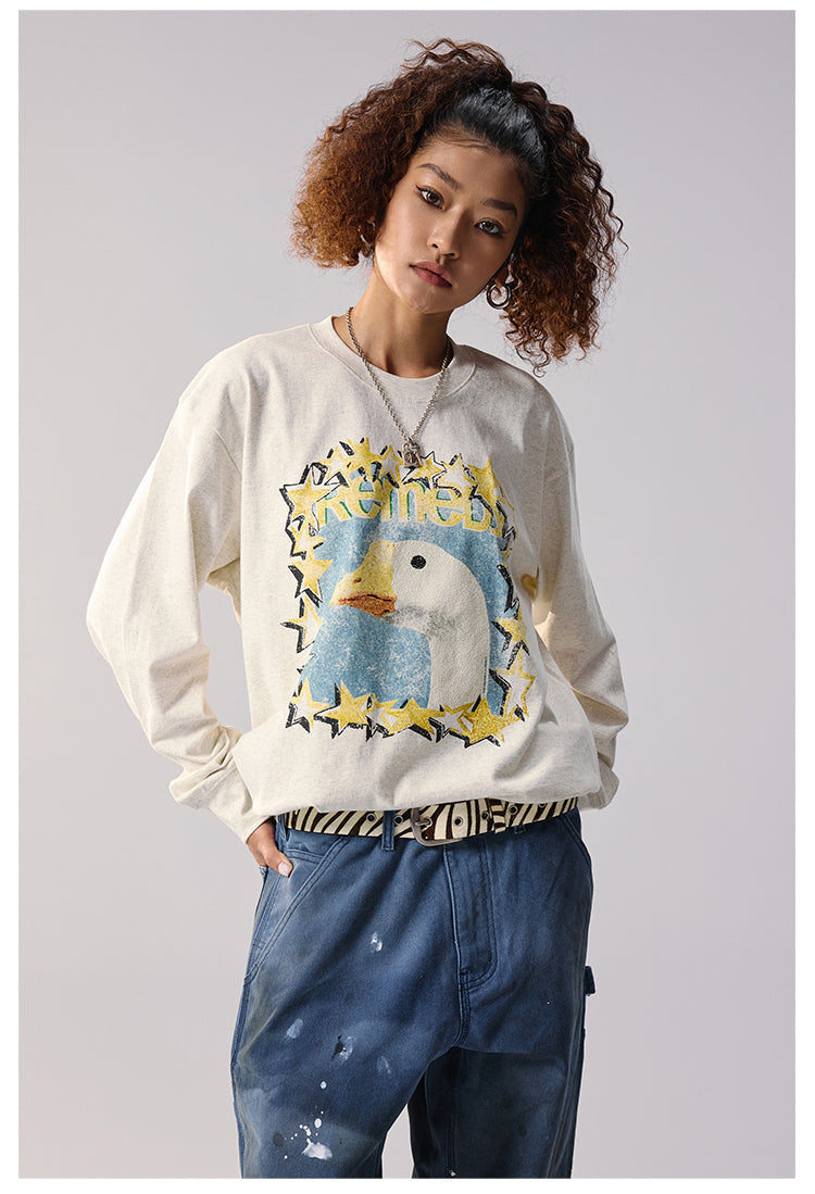 Remedy Duck and Star Aged Print Long Sleeve Tee | Face 3 Face