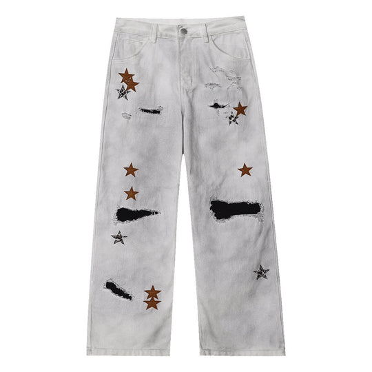 MEDM Multi Star Patch Washed Distressed Jeans | Face 3 Face