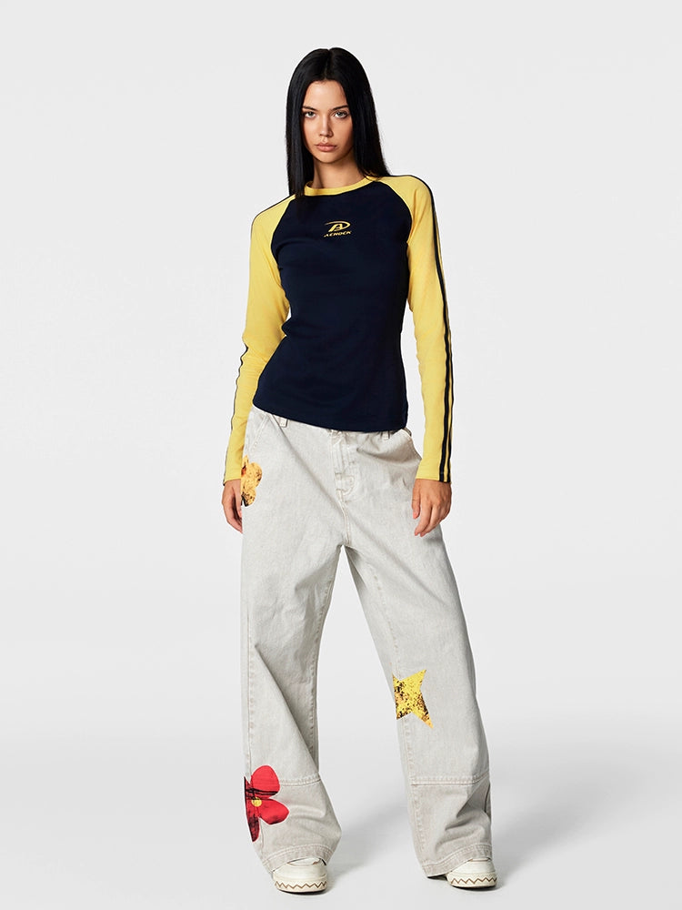 Achock Gray Floral Print Jeans | Face 3 Face