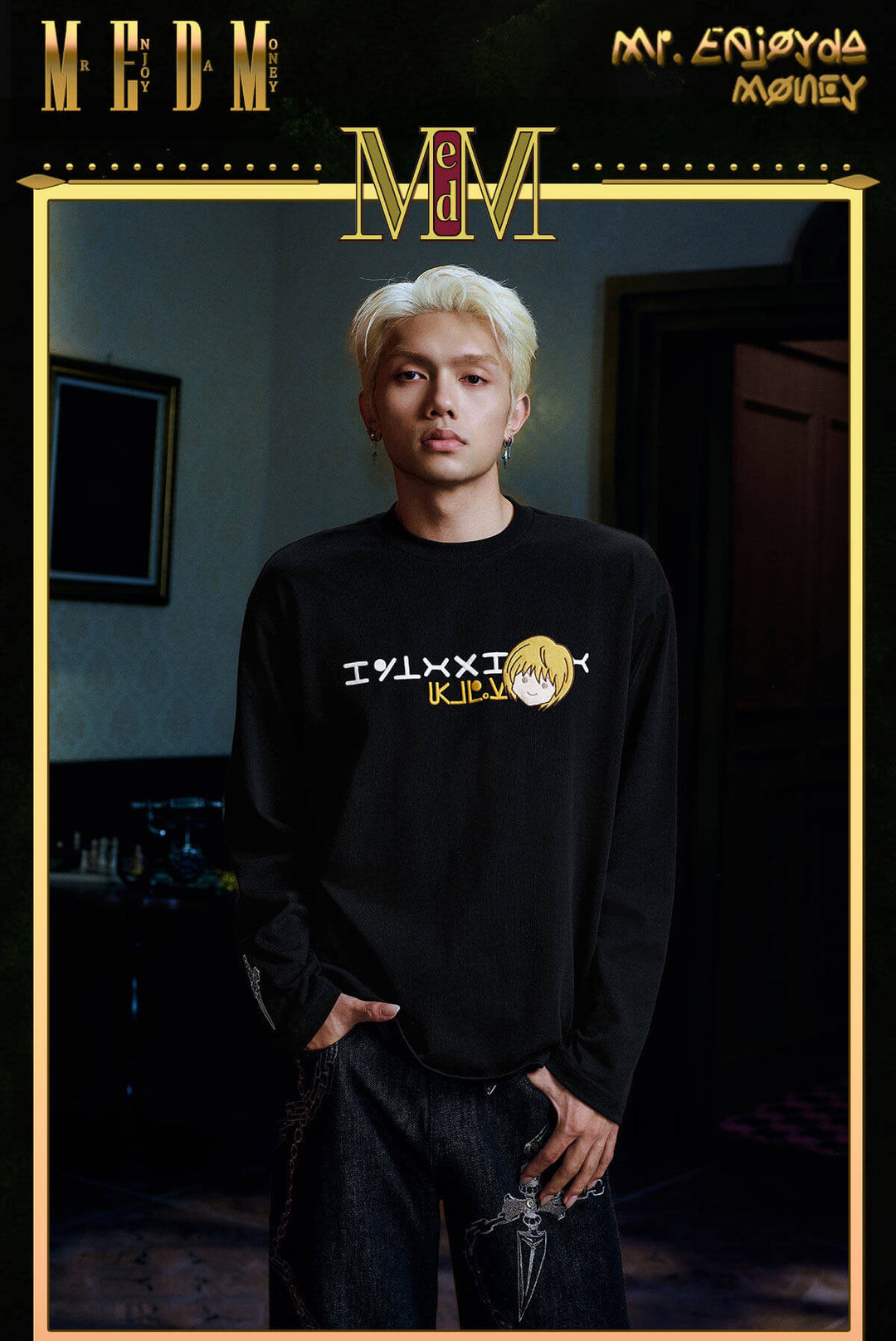 MEDM × HUNTER×HUNTER Character Embroidered Patch Long Sleeve Tee | Face 3 Face