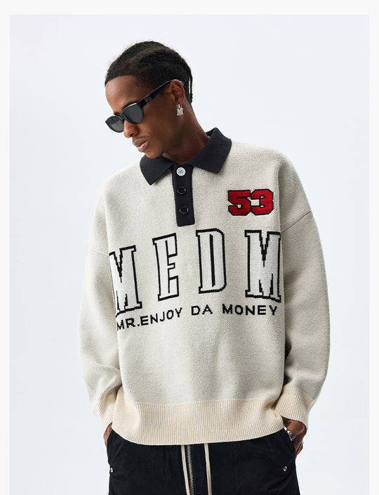 MEDM Patchwork Striped Elbow Knit Sweater | Face 3 Face