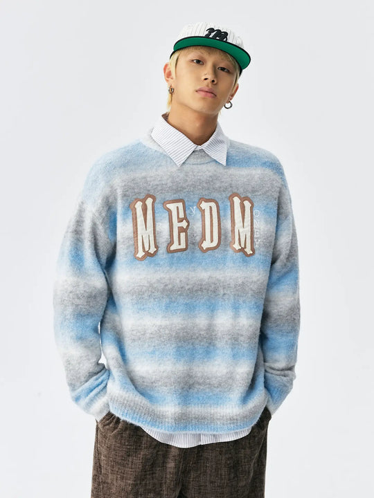 MEDM Logo Patch Rainbow Gradient Knit Sweater | Face 3 Face
