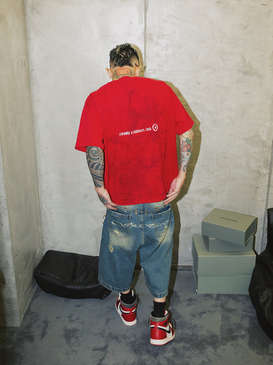 S45 Slogan Stain Damage Tee | Face 3 Face