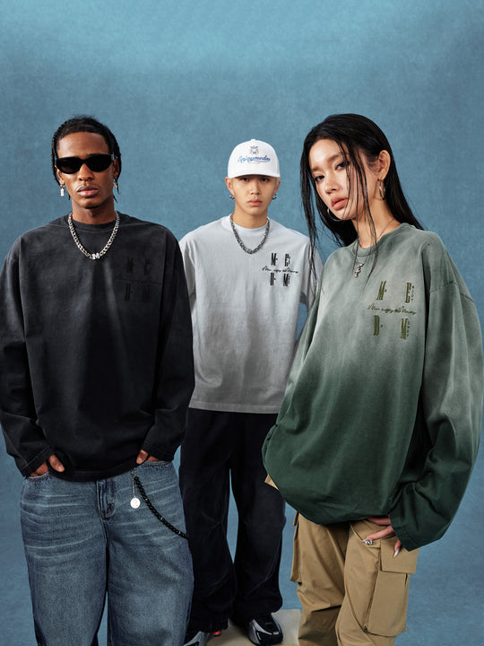 MEDM Gradient Washed Long Sleeve Tee | Face 3 Face