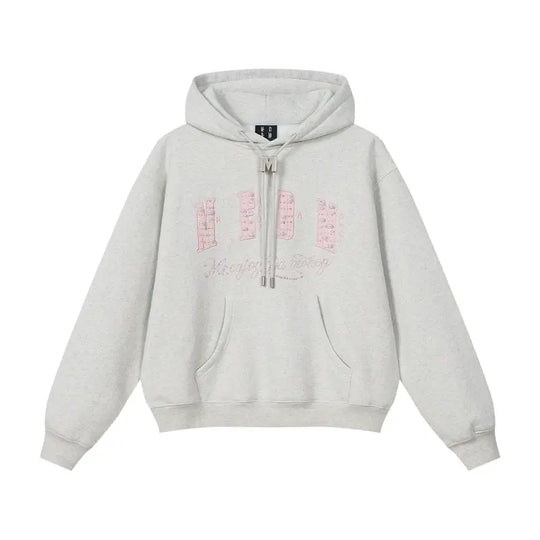 MEDM M Buckled Drawstring Pearl Logo Embroidered Hoodie | Face 3 Face