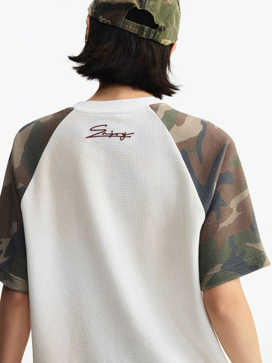 MEDM Camouflage Logo Patch Waffle Raglan Short Sleeve Tee | Face 3 Face