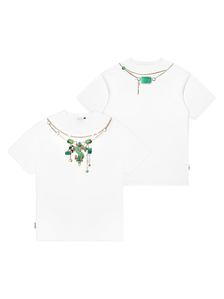 Small Town Kid 3D Digital Turquoise Pearl Necklace Print Tee | Face 3 Face