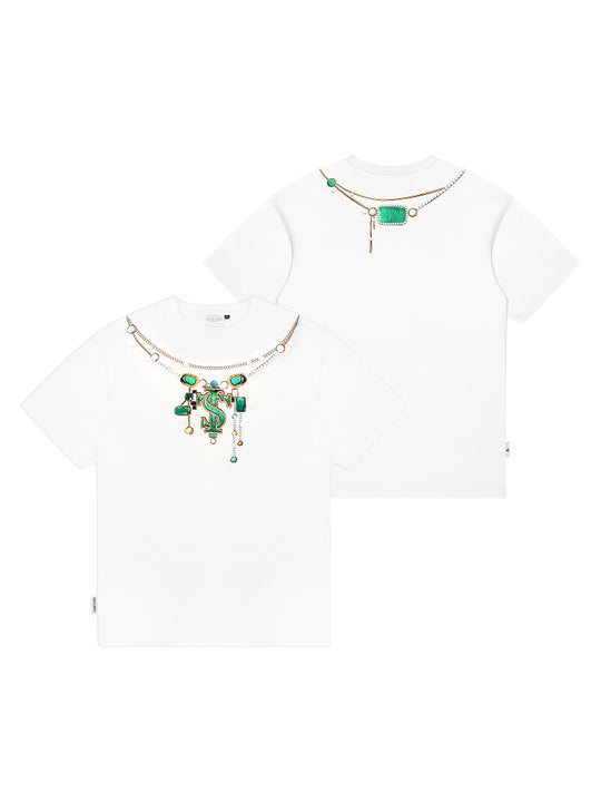 Small Town Kid 3D Digital Turquoise Pearl Necklace Print Tee | Face 3 Face