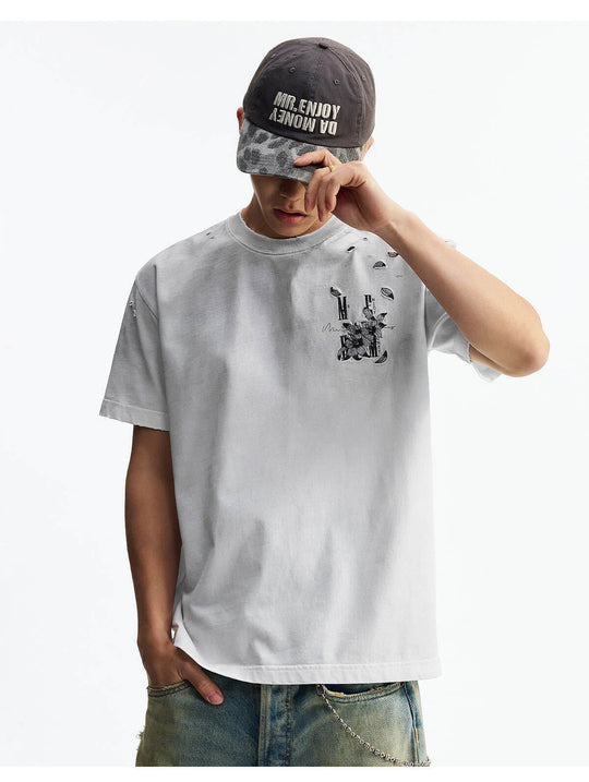 MEDM Washed Distressed Lily Logo Short Sleeve Tee | Face 3 Face