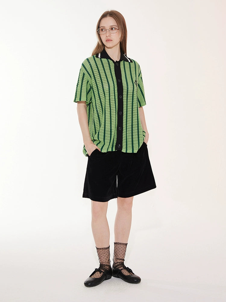 EMPTY REFERENCE Colorblock Striped Knit Short Sleeve Shirt | Face 3 Face