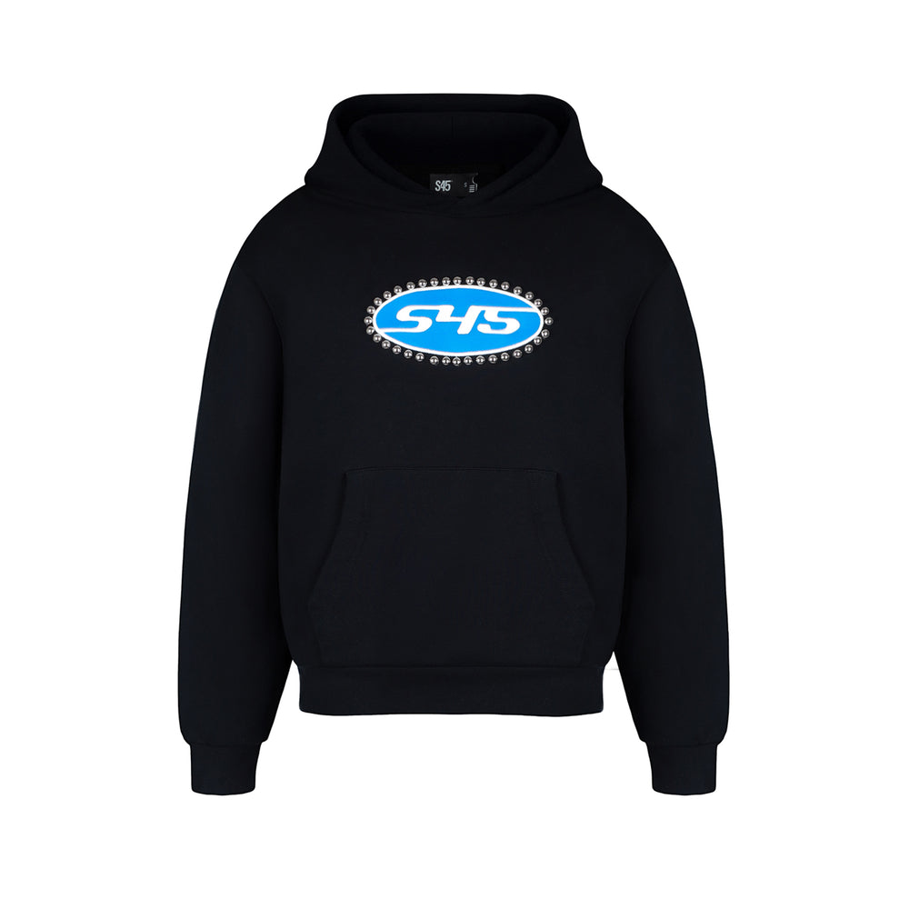 S45 Patch Embroidered Studded Logo Hoodie | Face 3 Face