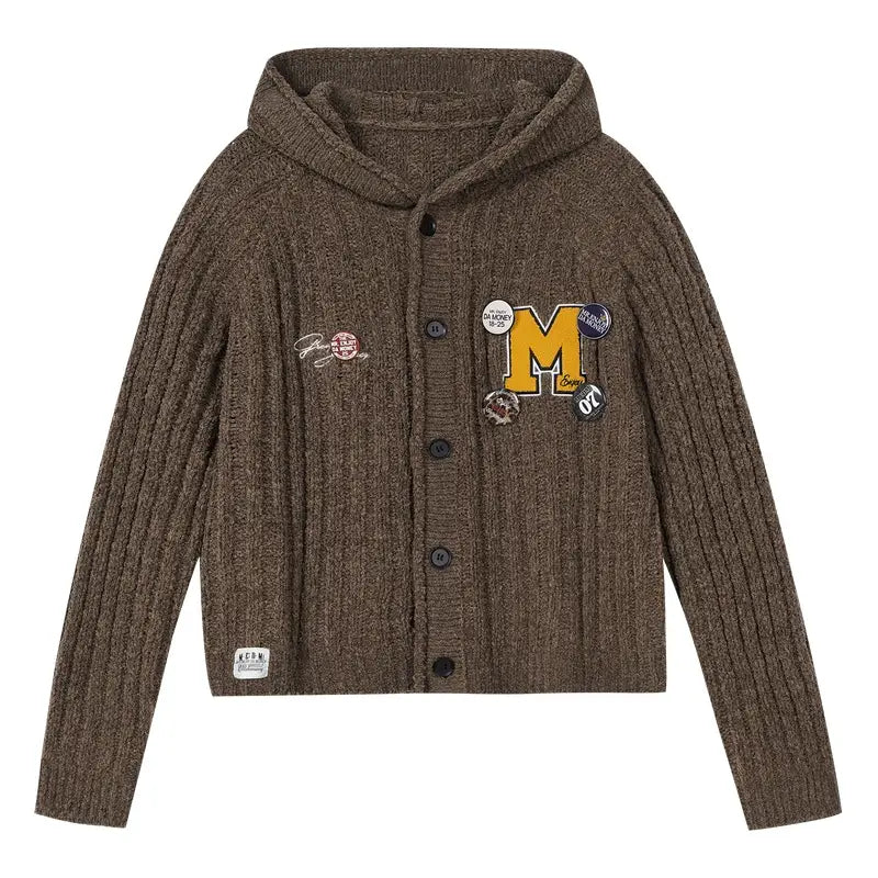 MEDM Stripe Knit Hooded Cardigan | Face 3 Face