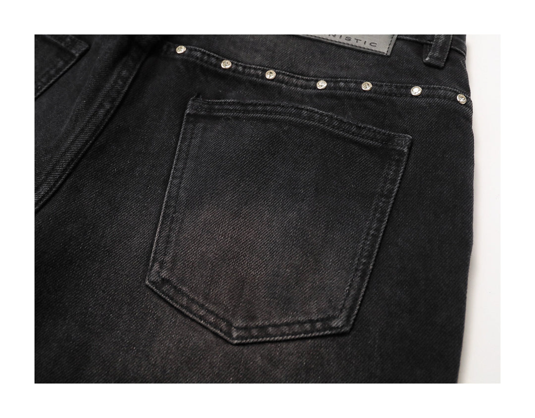 KARMANISTIC Diamond Studded Washed Wide Leg Jeans | Face 3 Face