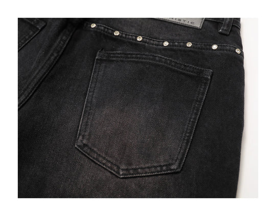 KARMANISTIC Diamond Studded Washed Wide Leg Jeans | Face 3 Face