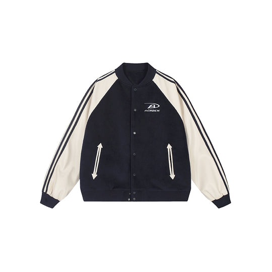 Achock Contrasting Color Shoulder Sleeve Baseball Jacket | Face 3 Face