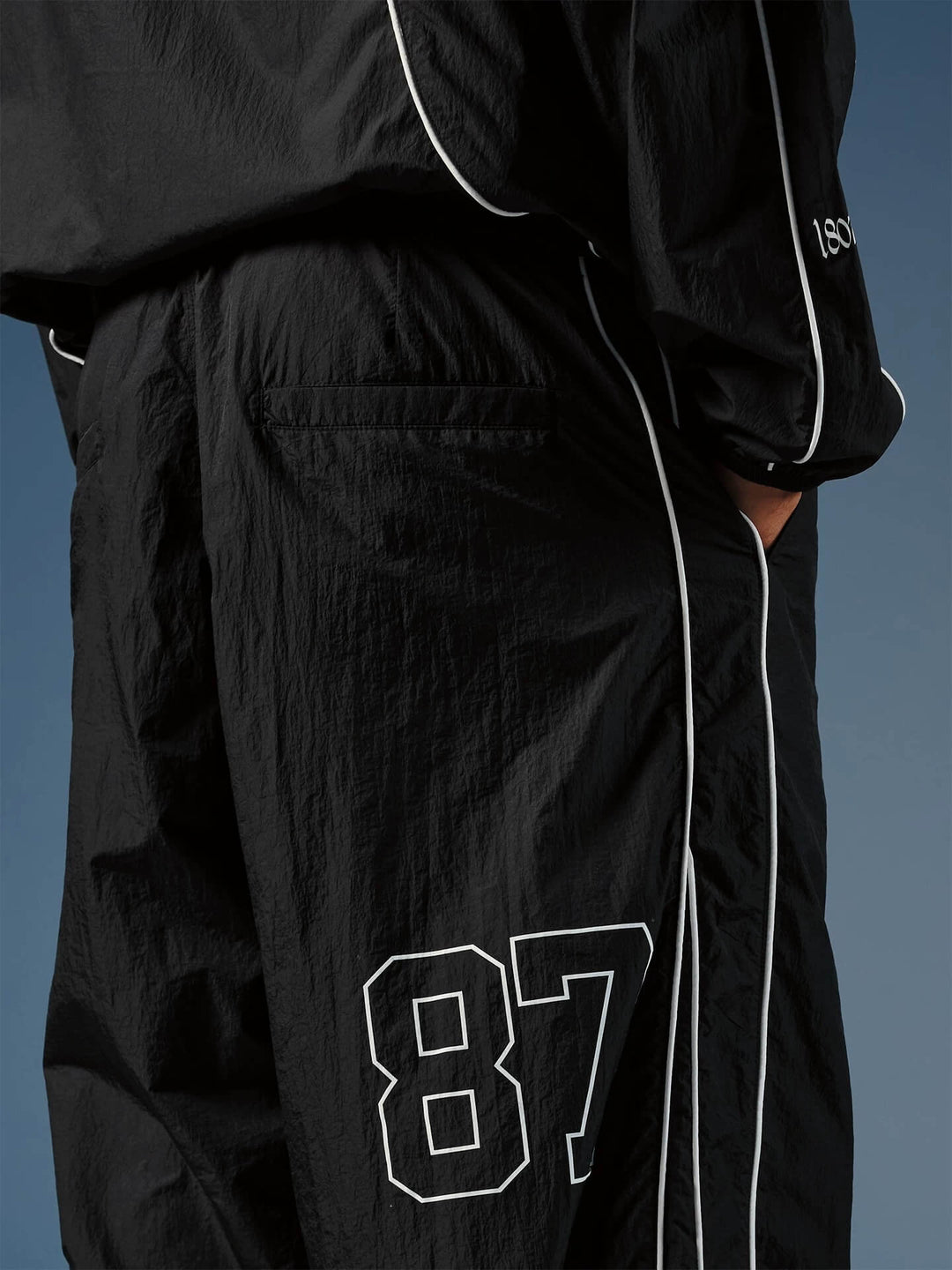 1807 Contrast Piping UPF 50 Nylon Baggy Track Pants | Face 3 Face