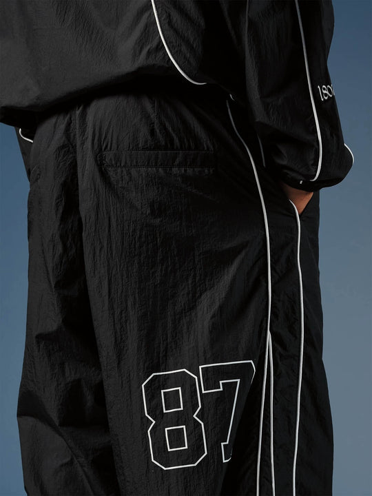 1807 Contrast Piping UPF 50 Nylon Baggy Track Pants | Face 3 Face