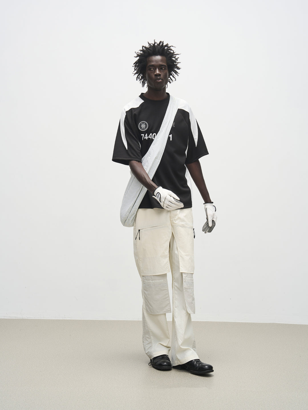 7440 37 1 Logo Triangle Mesh Patchwork Jersey Print Badge Tee | Face 3 Face