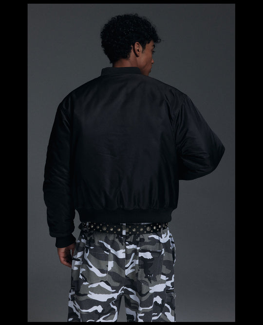 NOVACAM Black Short MA-1 Bomber Jacket | Face 3 Face