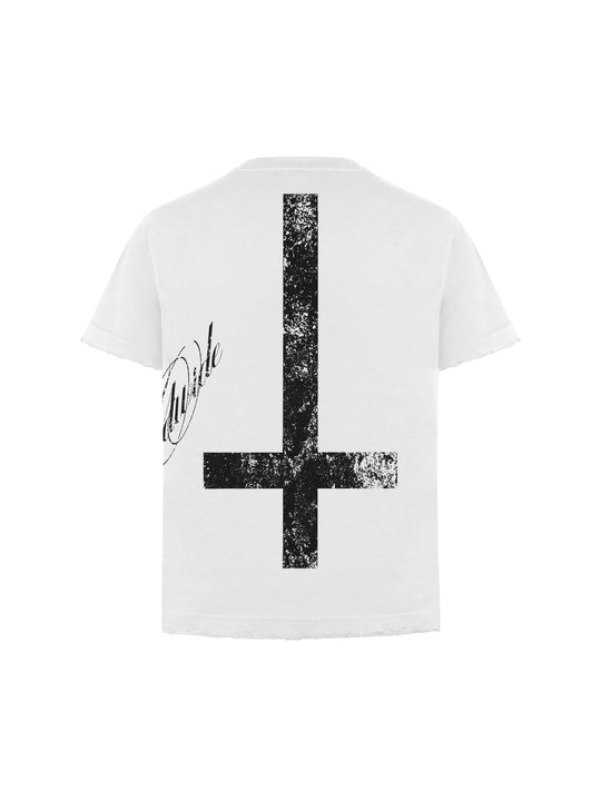 ANTIDOTE Faded Inverted Cross Back Print Short Sleeve Tee
