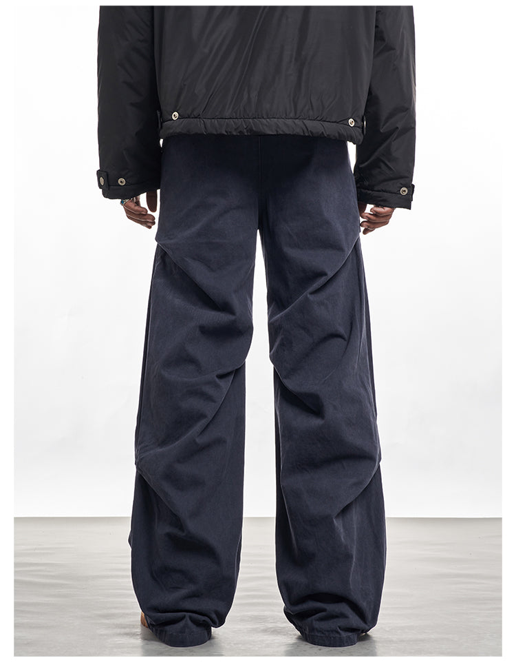 F3F Select Navy Blue Pleated Casual Pants | Face 3 Face