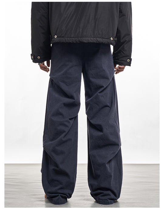 F3F Select Navy Blue Pleated Casual Pants | Face 3 Face