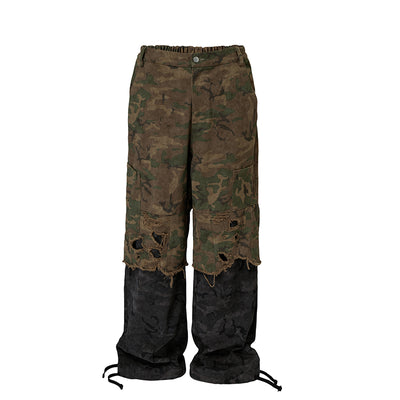 F2CE Camouflage Scrap Wash Destruction Double Layered Pants | Face 3 Face