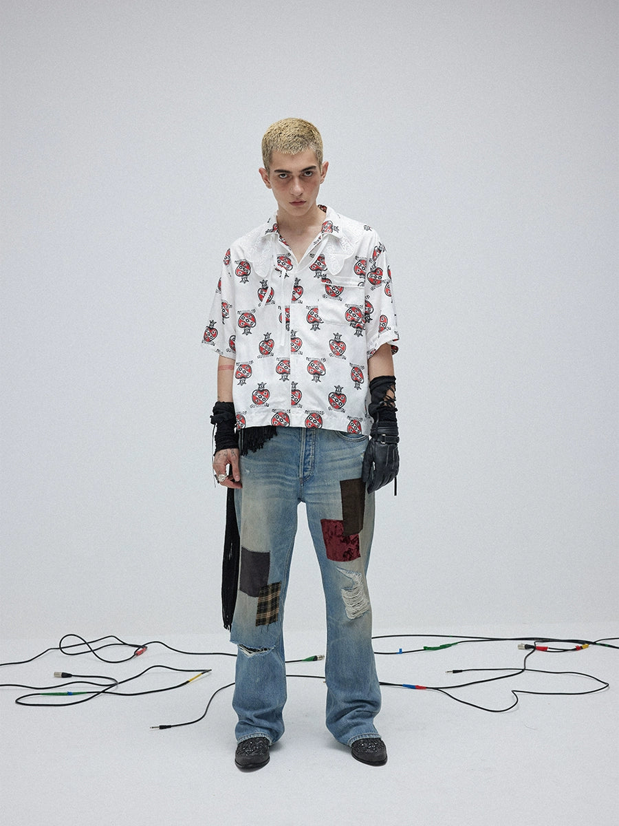 SOD Co. Velvet Patchwork Washed Flared Jeans | Face 3 Face