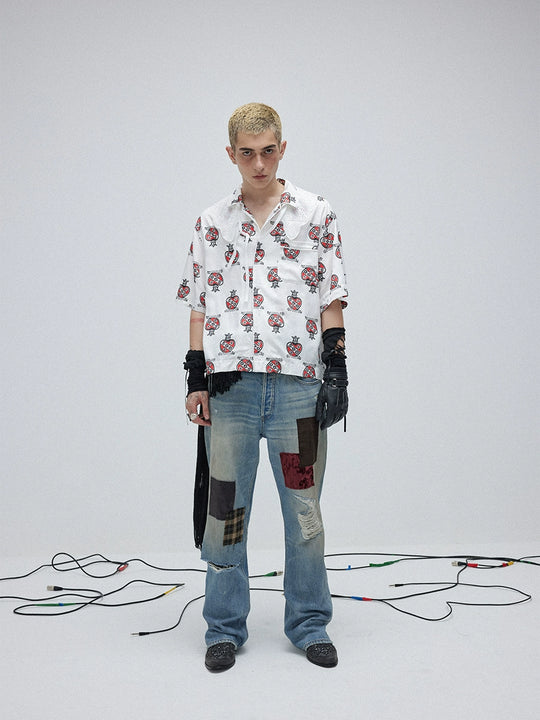 SOD Co. Velvet Patchwork Washed Flared Jeans | Face 3 Face