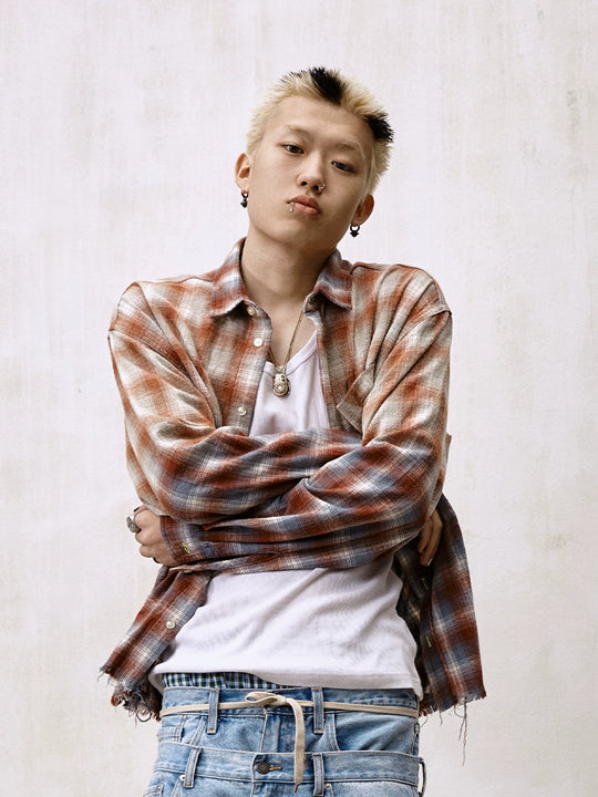 Remedy Gradient Washed Plaid Long Sleeve Shirt | Face 3 Face