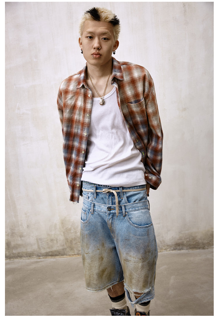 Remedy Gradient Washed Plaid Long Sleeve Shirt | Face 3 Face