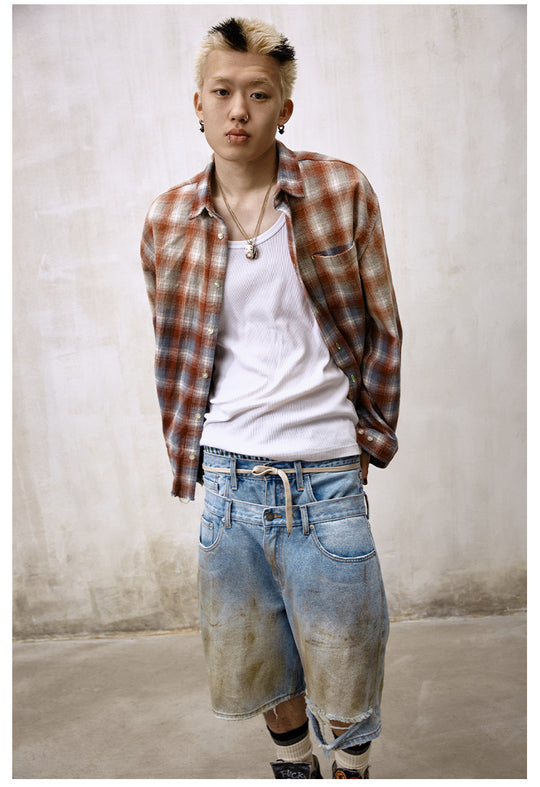 Remedy Gradient Washed Plaid Long Sleeve Shirt | Face 3 Face