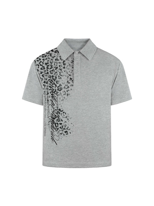 ANTIDOTE Faded Leopard Print Short Sleeve Polo