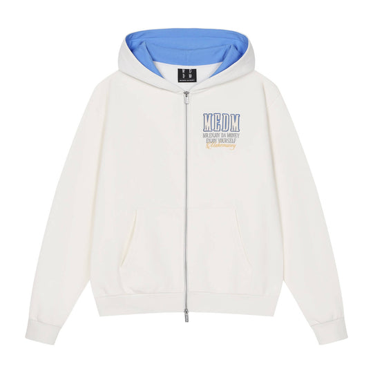 MEDM Contrast Hood Lining Zip Up Hoodie | Face 3 Face