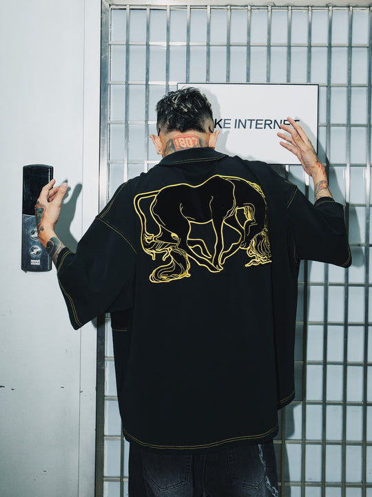 S45 War Horse Flocking Stitching 3D Embroidery Polo | Face 3 Face