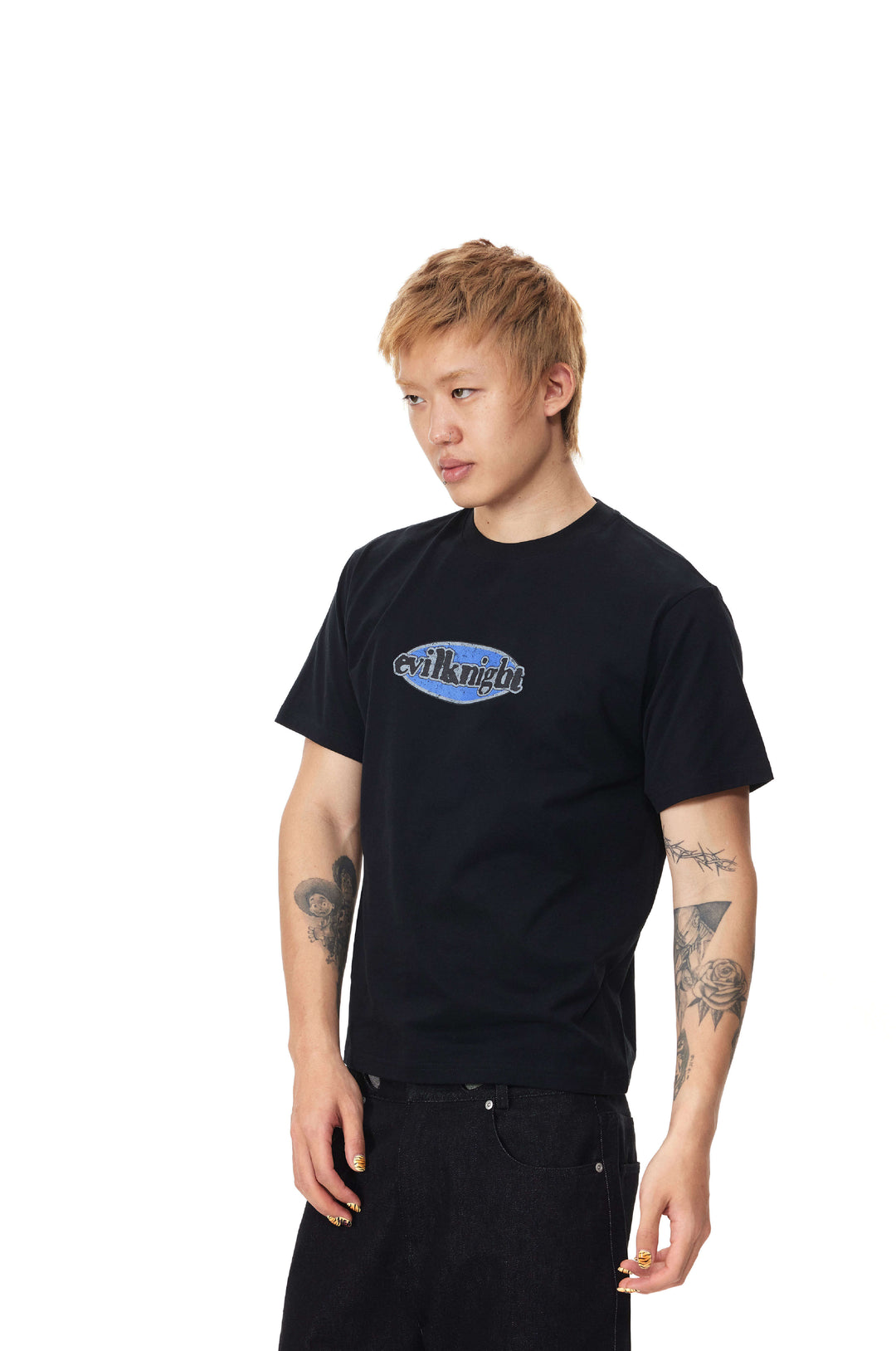EVILKNIGHT(EK) Emblem Logo Print Short Sleeve Tee | Face 3 Face