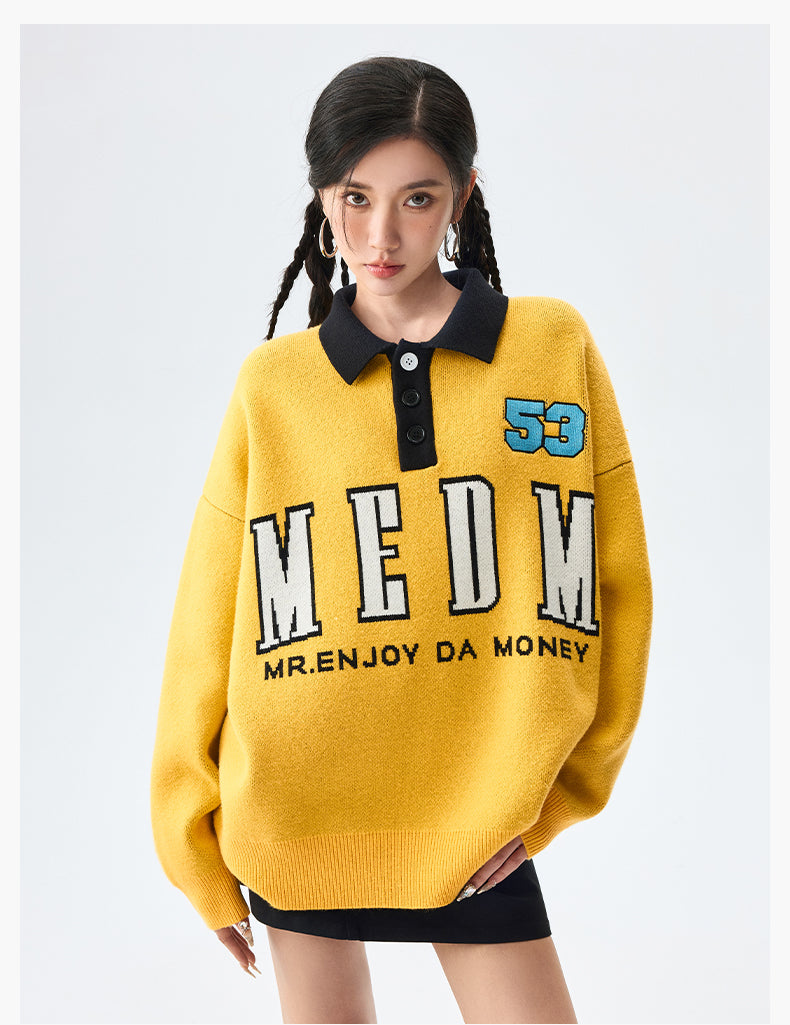 MEDM Patchwork Striped Elbow Knit Sweater | Face 3 Face