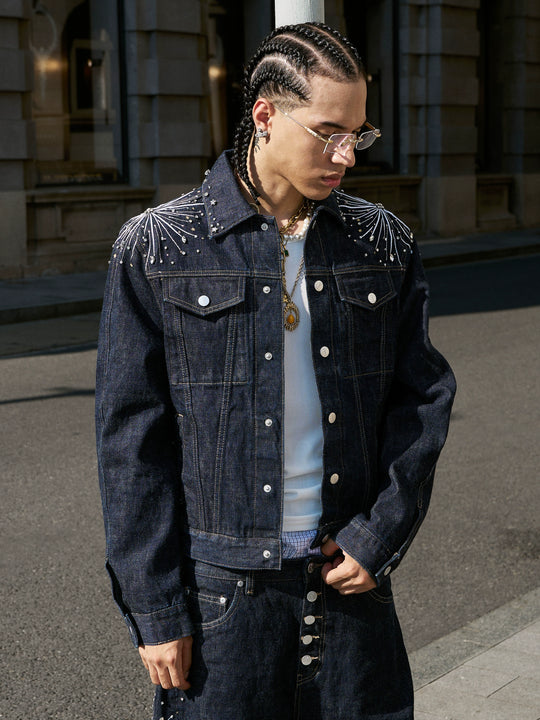 STEEPC Fireworks Rhinestone Denim Jacket | Face 3 Face