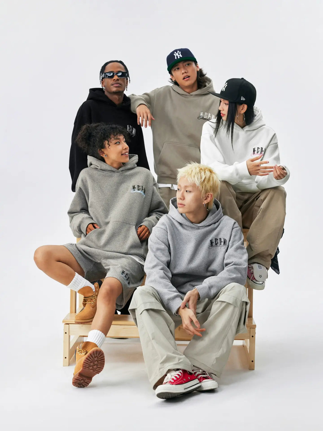 MEDM Basic One Point Embroidered Logo Oversized Hoodie | Face 3 Face