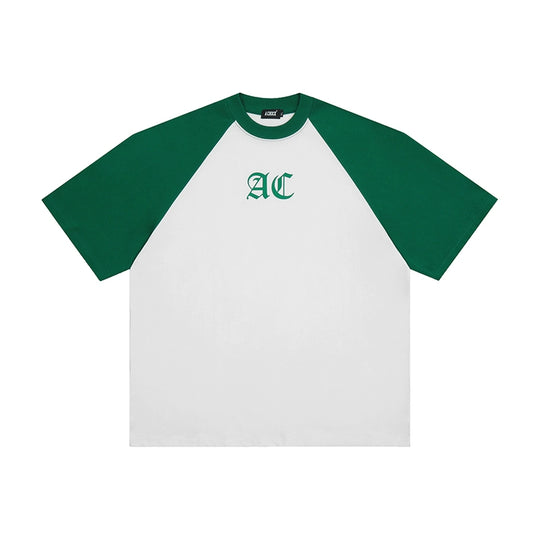 AC Logo Print Raglan Sleeve Tee | Face 3 Face