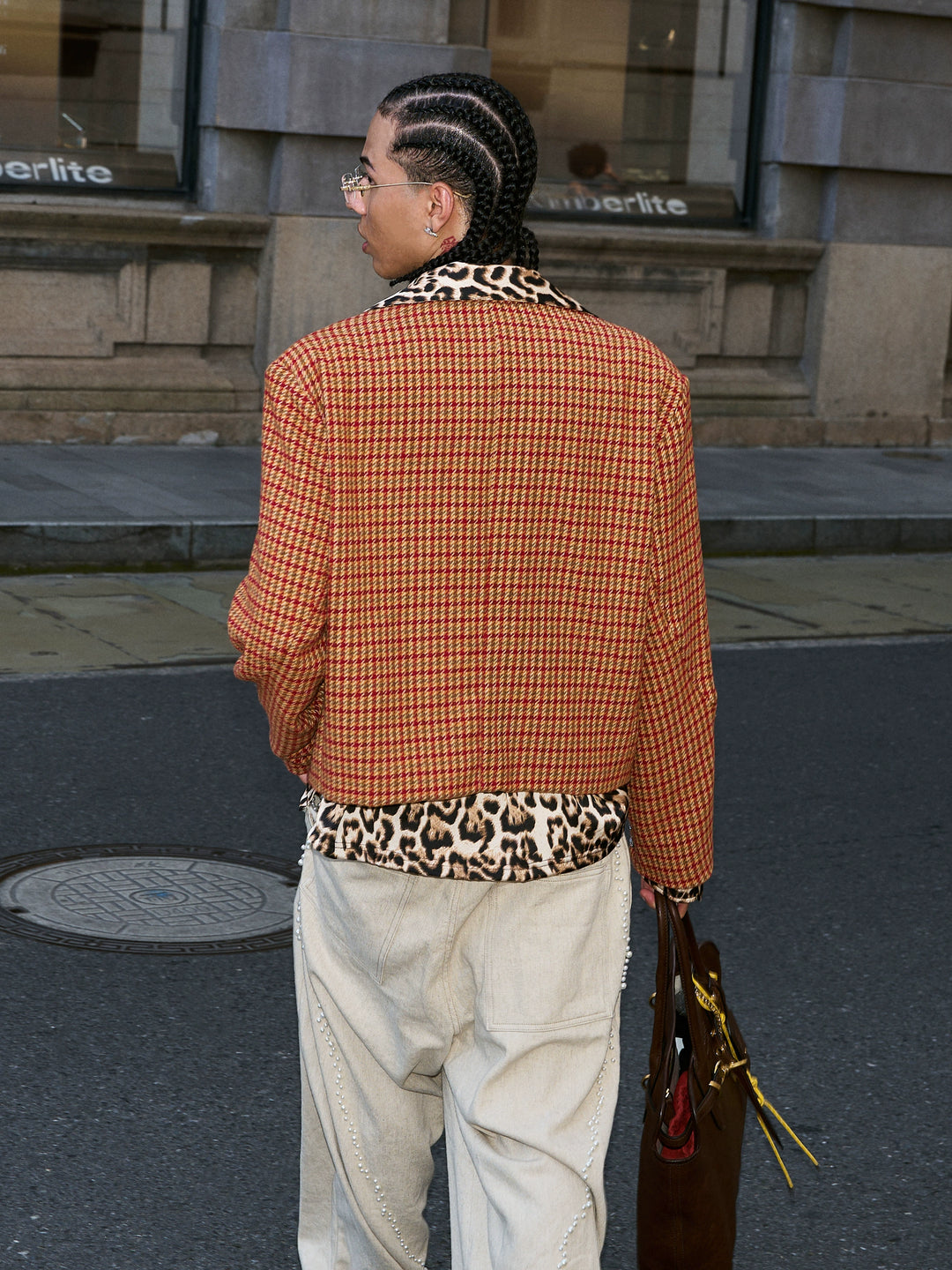 STEEPC Houndstooth Wool Blend Short Suit Jacket | Face 3 Face