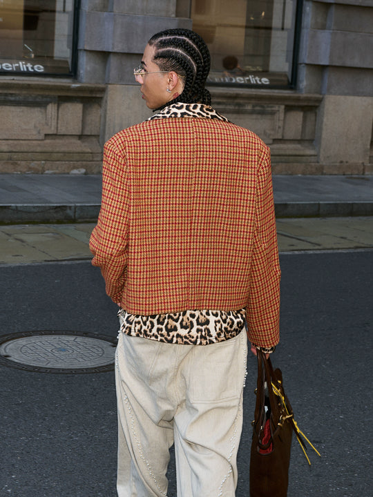 STEEPC Houndstooth Wool Blend Short Suit Jacket | Face 3 Face