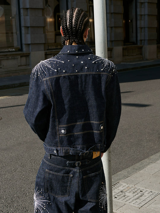 STEEPC Fireworks Rhinestone Denim Jacket | Face 3 Face