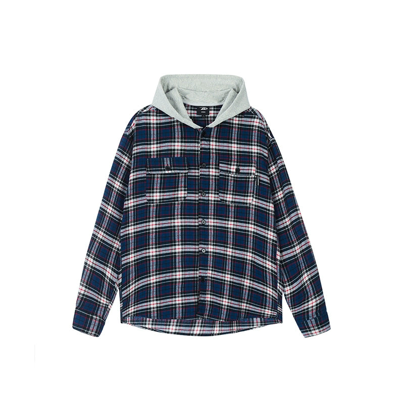 Achock Plaid Hooded Long Sleeved Shirt | Face 3 Face