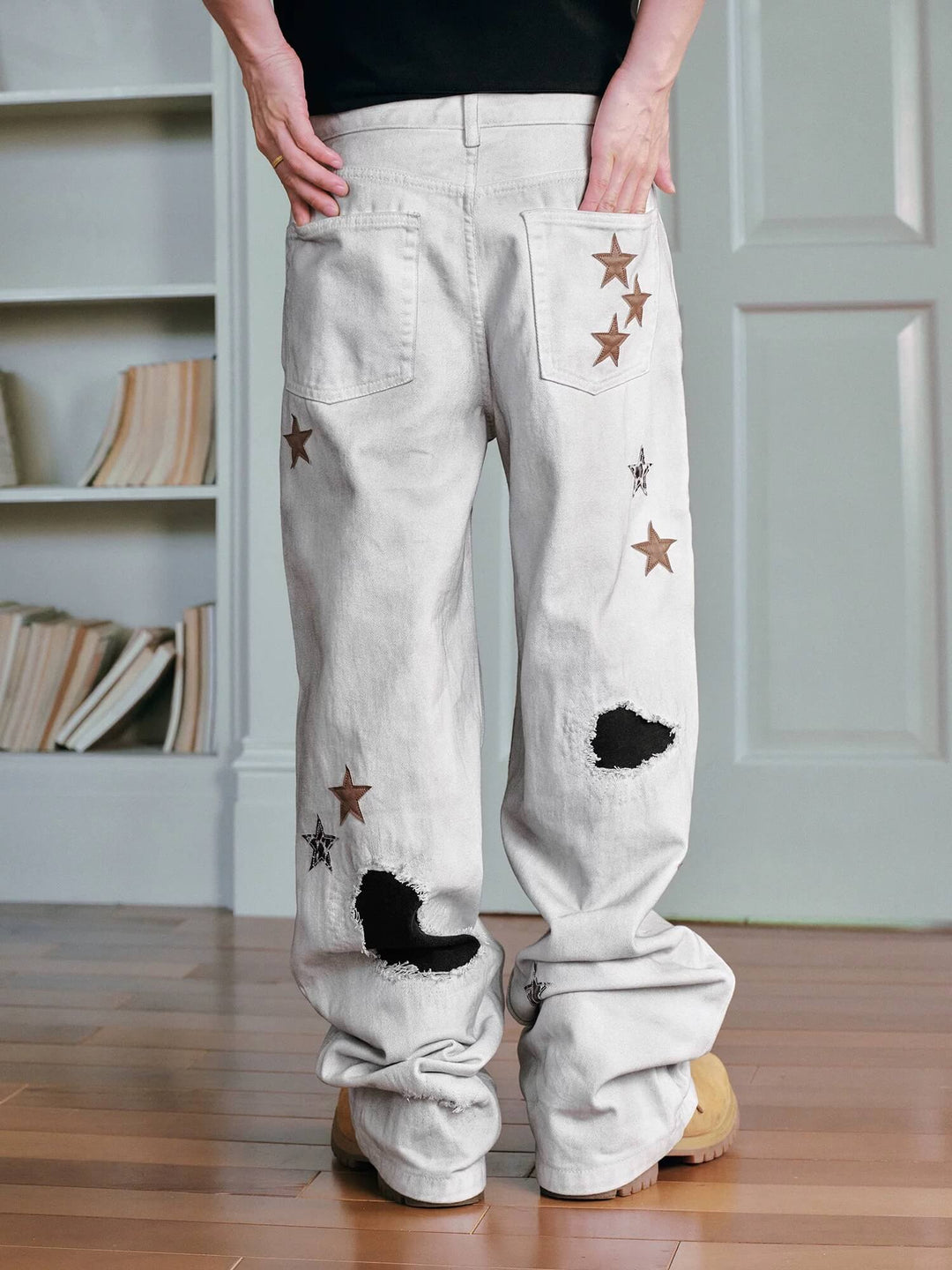 MEDM Multi Star Patch Washed Distressed Jeans | Face 3 Face