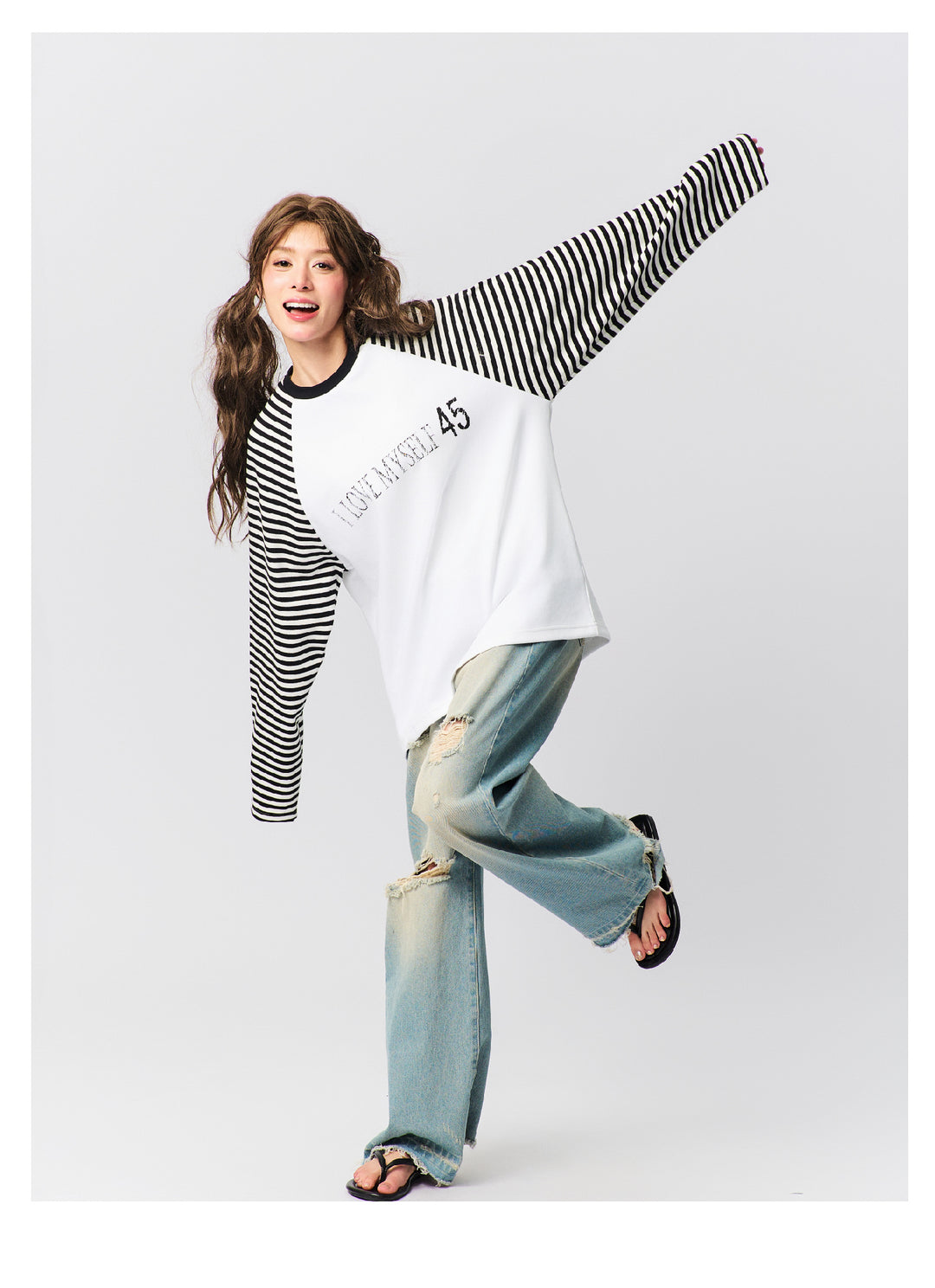 S45 Striped Raglan Sleeve Long-Sleeve Tee | Face 3 Face