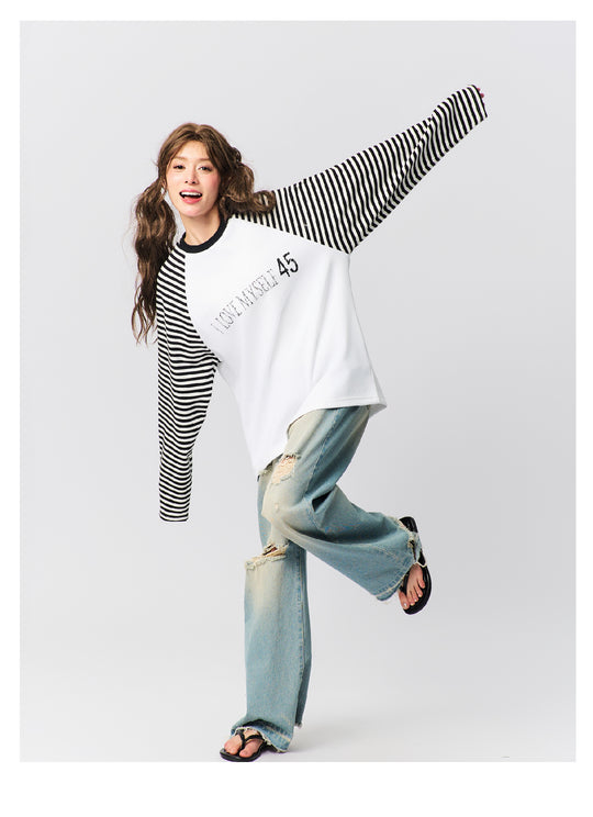 S45 Striped Raglan Sleeve Long-Sleeve Tee | Face 3 Face