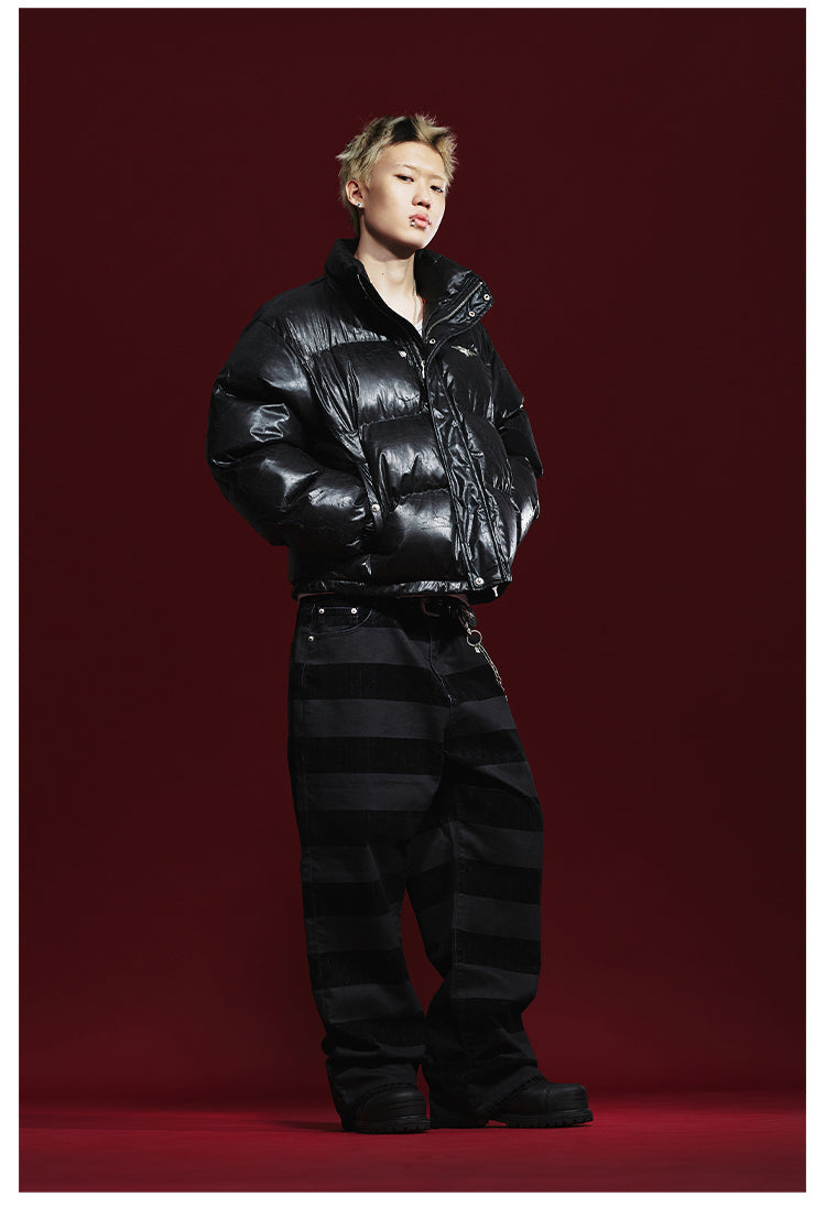 Remedy Cracked Design Puffer Jacket | Face 3 Face