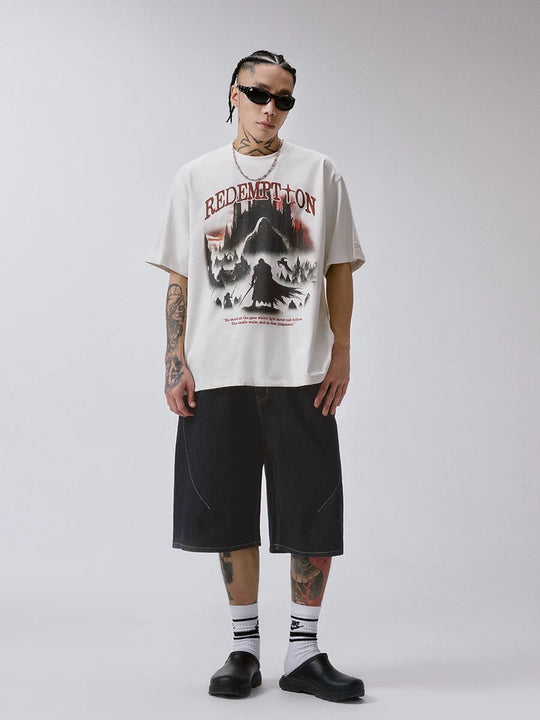 F2CE Plaid Pocket Patchwork Denim Baggy Shorts | Face 3 Face